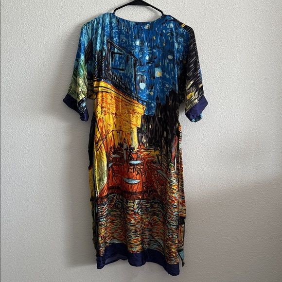YASB 100% Silk Artistic Print Tunic Dress Size Small - Picture 4 of 6
